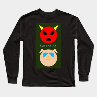 Geometric simple design Evil and Pig Long Sleeve T-Shirt